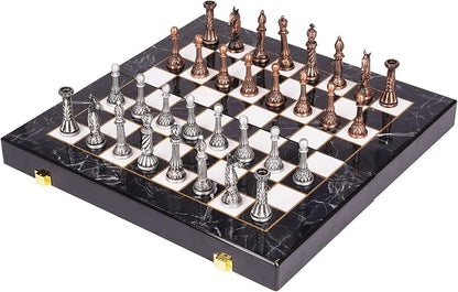 Retro Metal Chess Set for Adults and Kids – Marbling Chess Board - Image 9