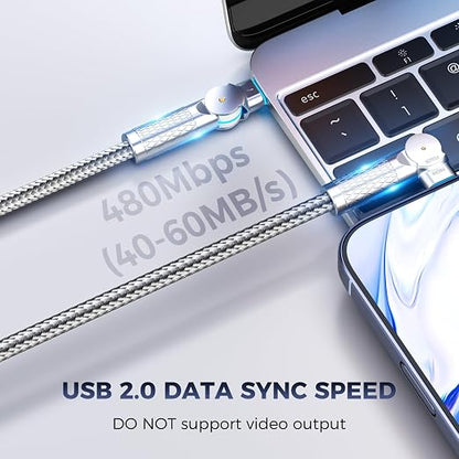 USB C to USB C Cable 6.6ft, 240W 2-Pack Braided 180°Rotating Type C Charging - Image 4