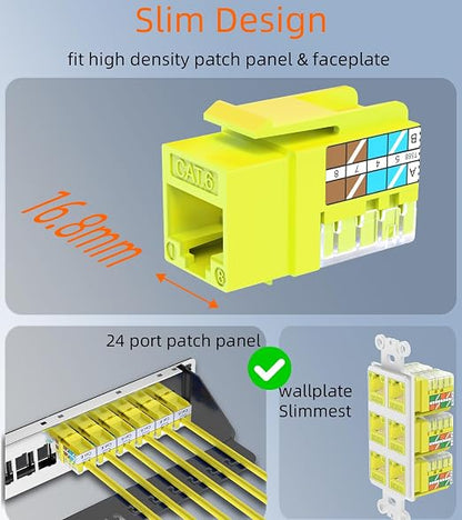 Rapink RJ45 Keystone Jack Cat6 10G Support, Keystone Jacks UTP 25 Pack - Image 2