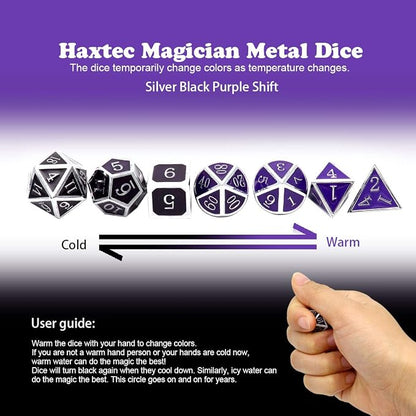 Haxtec Color Changing ByTemperature Metal DND Dice Set Polyhedral D&D Dice - Image 2