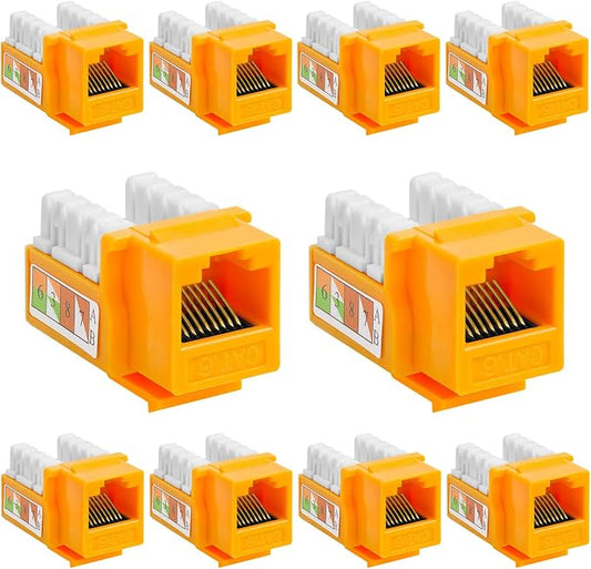 Cmple - 10 Pack Cat6 Keystone Jack Insert Punch Down RJ45 Connectors RJ45 by Cmple