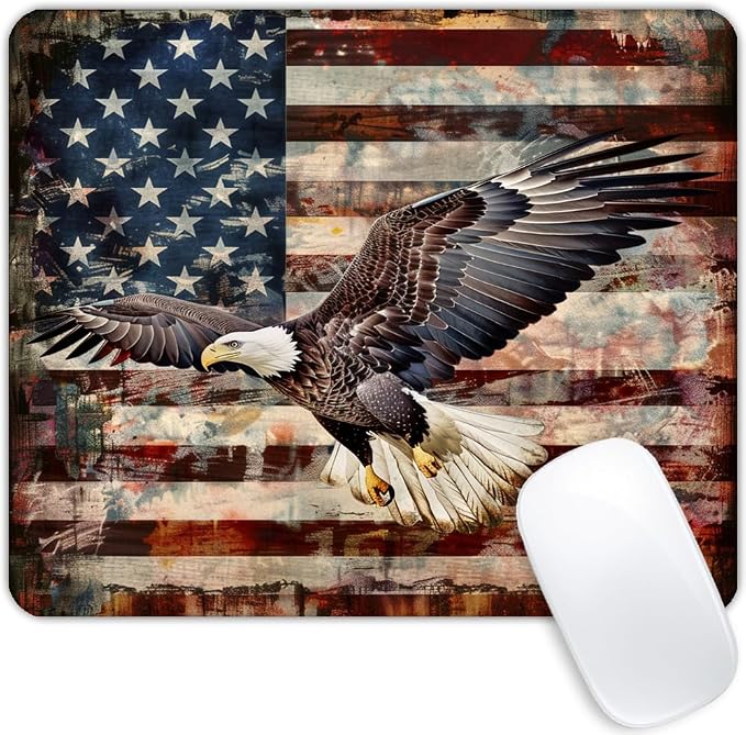 Square Mouse Pad Patriotic Bald Eagle by Goodsprout