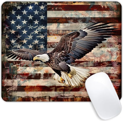 Square Mouse Pad Patriotic Bald Eagle by Goodsprout