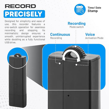 USB Audio Note Device 288-Hour Storage | Hands-Free Audio Capture | Extended - Image 5