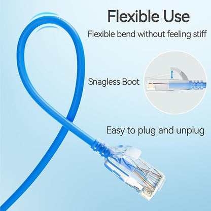 Cat6 Slim Patch Cables 10 Feet 10-Pack Blue, Cat6a Patch Cables 10Gbps 550MHz - Image 5