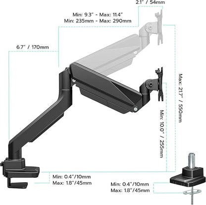 ARES WING Ultrawide Single Monitor Arm, Heavy Duty Monitor Mount - Image 2