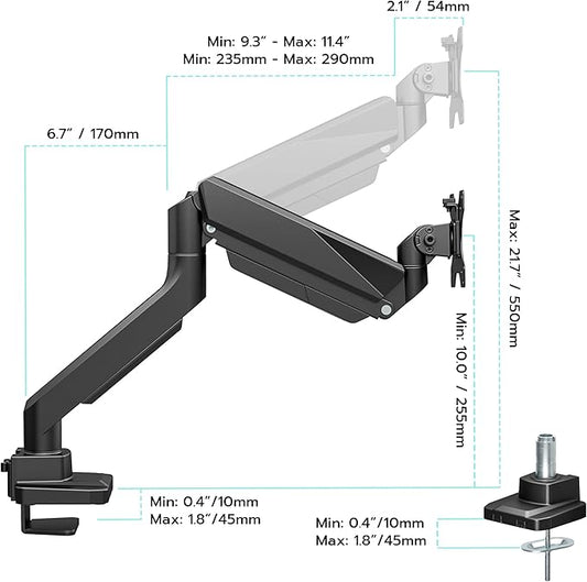 ARES WING Ultrawide Single Monitor Arm, Heavy Duty Monitor Mount - Image 2