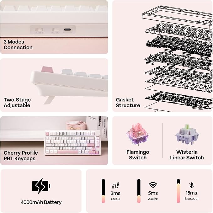 EPOMAKER QK81 75% Wireless Mechanical Gaming Keyboard, QMK/VIA Programmable and - Image 8