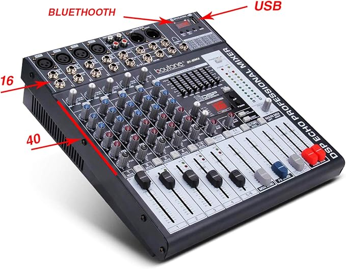 Boytone BT-60MX, 6 Channel Bluetooth Audio Mixer - Image 3