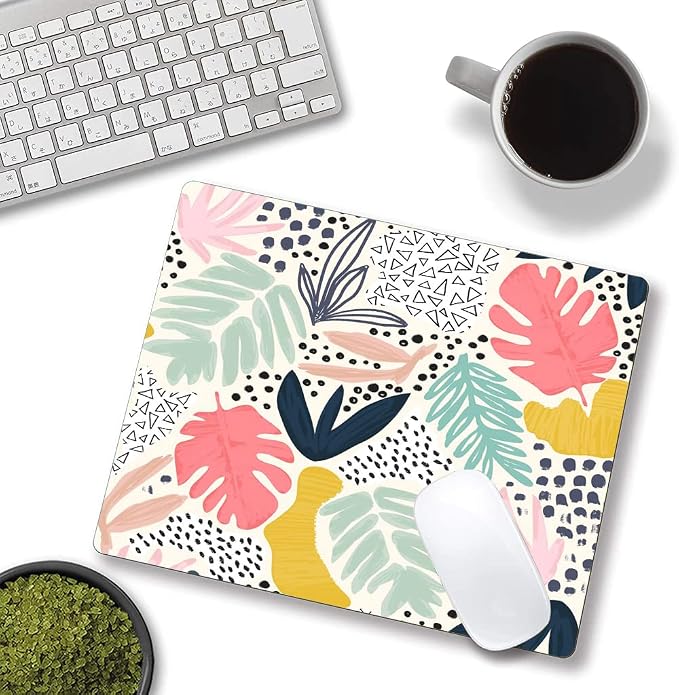 Mouse Pad, Abstract Leaves Mouse Pad, Square Mouse Mat Waterproof Non-Slip - Image 2