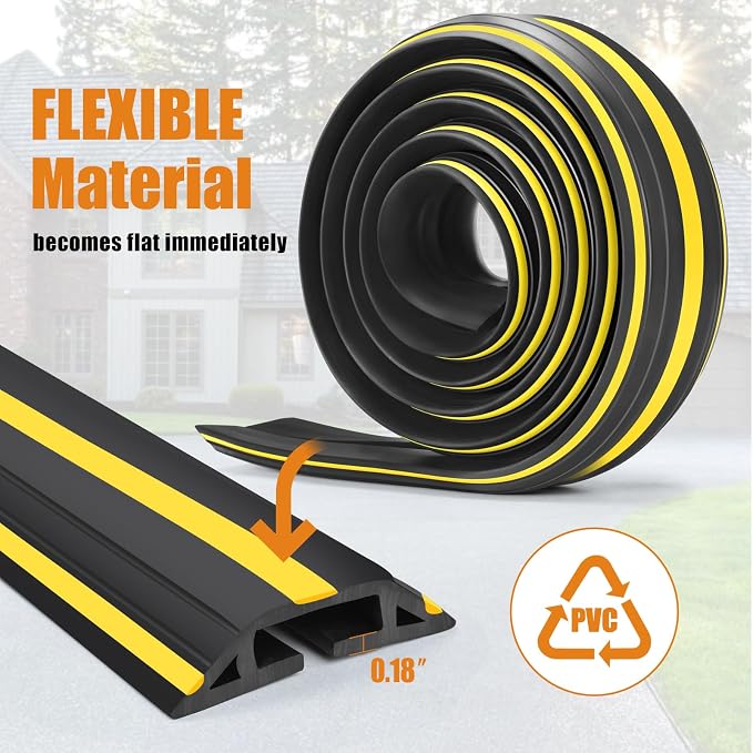 4 ft Cord Covers for Wires on Floor, Heavy Duty PVC Duct Floor Cord Cover - Image 4