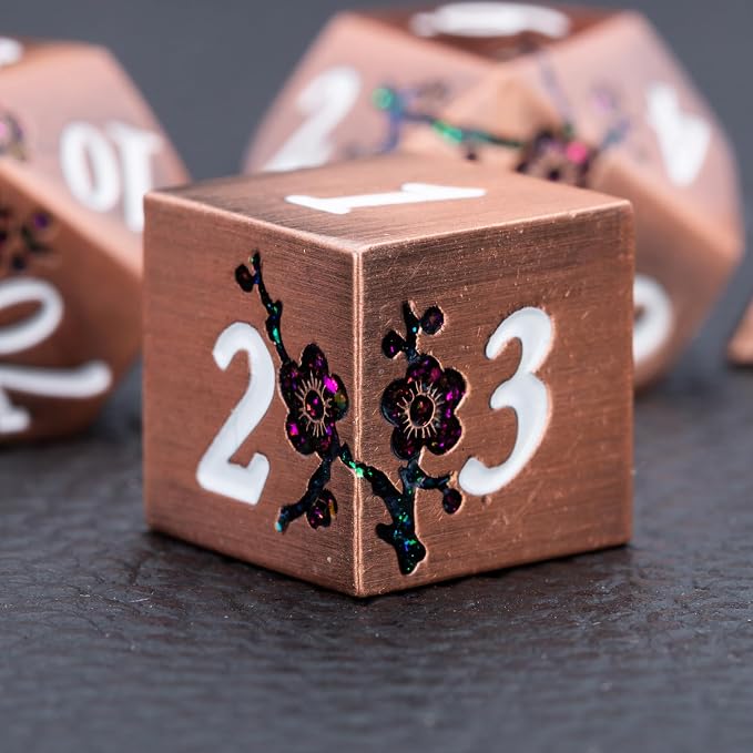 Purple & Red DND Metal Dice, Pathfinder by Maywin