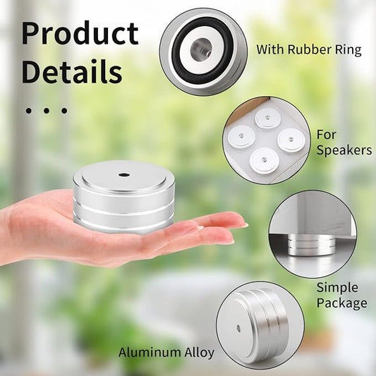 Audiocrast 4X Silver HiFi Speaker Isolation Feet Pad, Aluminum 40x20mm Audio - Image 2