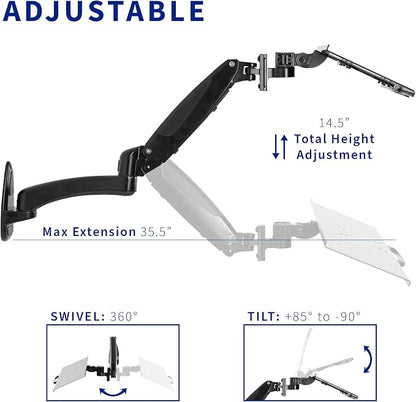 VIVO Sit-Stand 24 Inch Pneumatic Spring Keyboard and Mouse Tray Wall Mount - Image 4