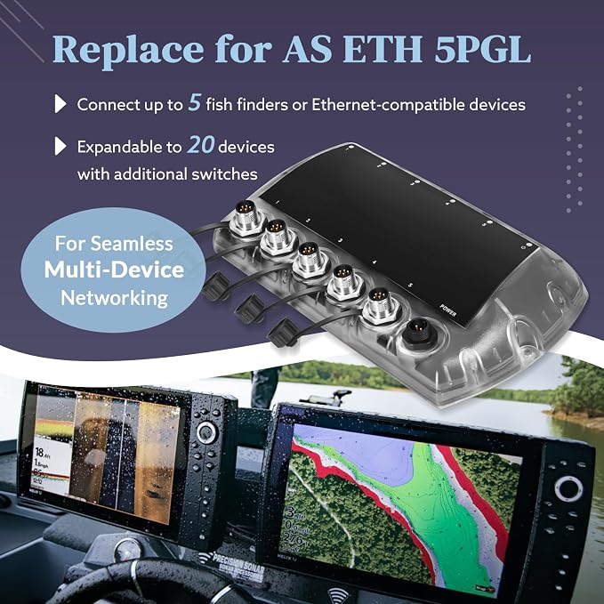 5 Port Ethernet Switch Replace for Humminbird 411850-1 AS ETH 5PGL, Marine - Image 3