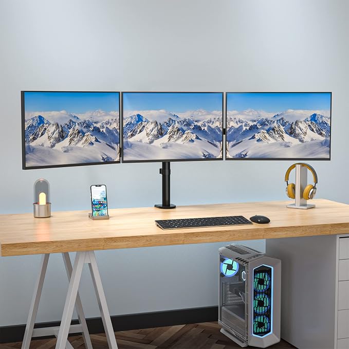 WALI Triple Monitor Mount, 3 Monitor Desk Mount - Image 8