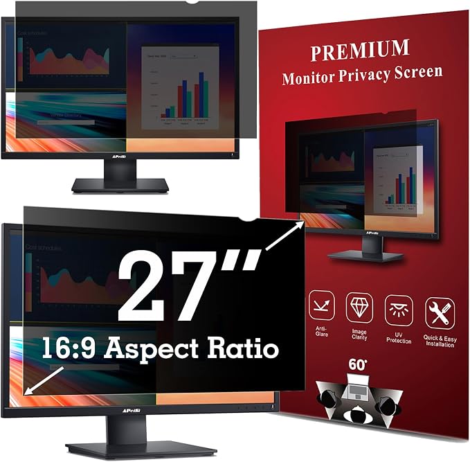 27 Inch Privacy Screen Filter for Widescreen 16:9 Monitor | Privacy Shield | by APeiSi