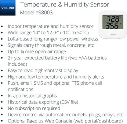 Smart Temperature Humidity Sensor Works w/Alexa IFTTT, 1/4 Mile Super Long - Image 2