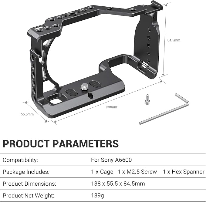 SMALLRIG Cage for Sony Alpha A6600/ILCE 6600 Mirrorless Camera - Image 8