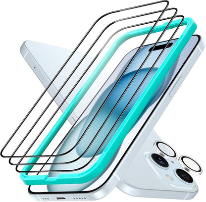 ESR 3+1 Pack for iPhone 15 Plus Screen Protector, Full Coverage Ultra-tough by ESR
