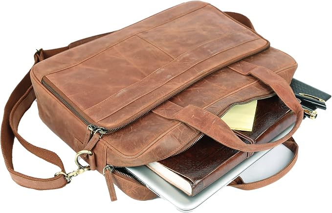 Leather briefcases Laptop Messenger Bags Best Office School College Satchel Bag - Image 4