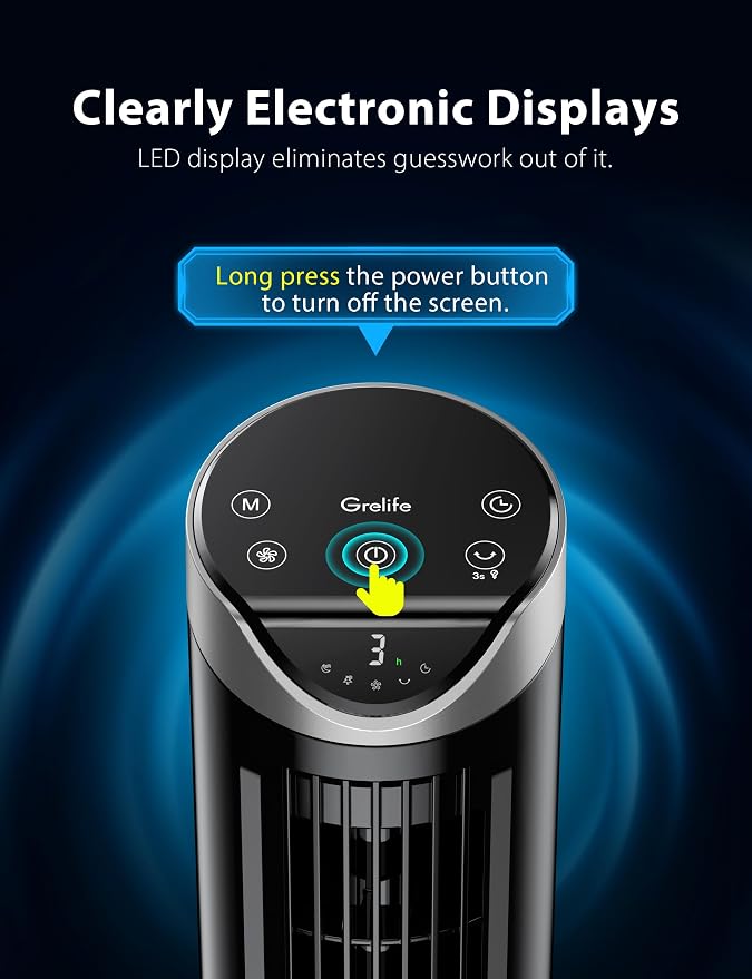 Grelife 13" Electronic Tower Fan - Image 2
