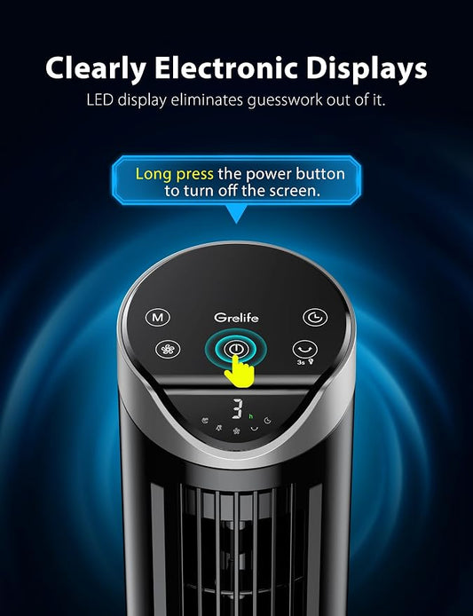 Grelife 13" Electronic Tower Fan - Image 2