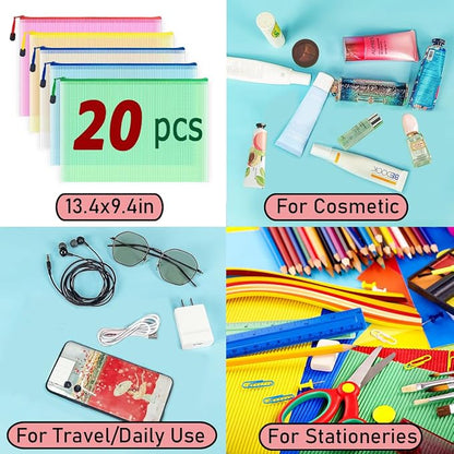 AUSTARK 20 Pcs Zipper File Bags, Plastic Mesh Pouch, Board Game Storage Bag - Image 8