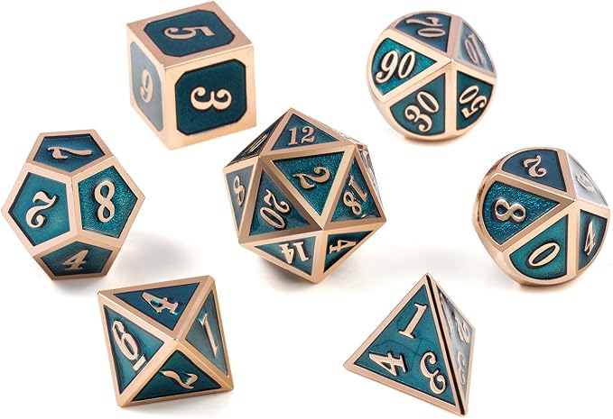 Teal D&D Metal Dice Set, DNDND 7 PCS Metallic Dungeons and Dragons Dice - Image 6