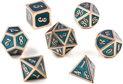 Teal D&D Metal Dice Set, DNDND 7 PCS Metallic Dungeons and Dragons Dice - Image 6