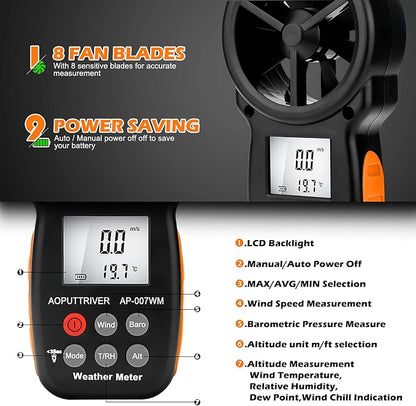 Digital Anemometer Barometer Pressure Gauge - Image 2