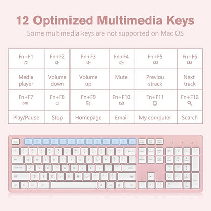 LeadsaiL Pink Wireless Keyboard, 2.4GHz Full-Sized Ergonomic Computer Keyboard - Image 3