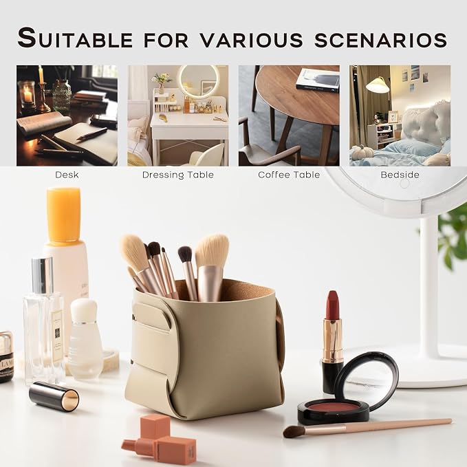 HOMIEAZICOZI 2-Pack Cork Leather Desk Accessories Storage - Image 5