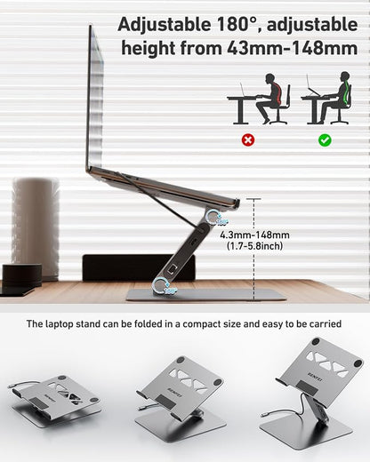 BENFEI Laptop Stand with USB C 6in1 Docking Station, HDMI 4K@60Hz, Gigabit - Image 9