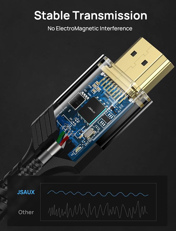 JSAUX 8K Fiber Optic HDMI Cable Long 50FT, 48Gbps Ultra High Speed HDMI 2.1 - Image 6
