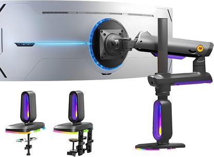 RGB Gaming Monitor-Arm for Flat/Ultrawide/Curved Monitors 32 to 60 inch by NBERGONOMIC