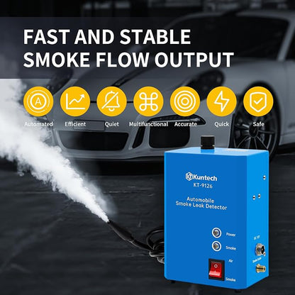 Kuntech Automotive Smoke Machine Built-in Air Pump, 12V DC Smoke Leak Detector - Image 5