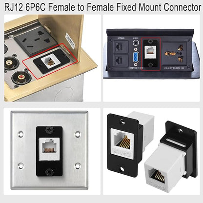 QIANRENON CAT3 RJ12 6P6C Rectangular Panel Telephone Line Adapter RJ12 6P6C - Image 6