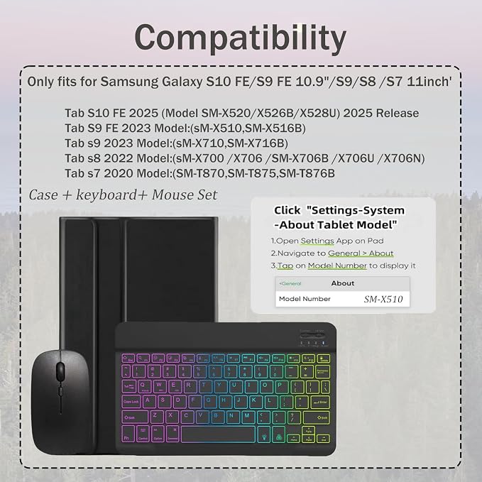 Keyboard Case for Samsung Galaxy Tab S10 FE / S9 FE 10.9 inch/Tab S9 / S8 / S7 - Image 2