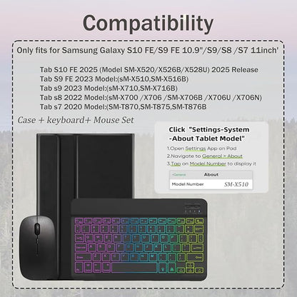 Keyboard Case for Samsung Galaxy Tab S10 FE / S9 FE 10.9 inch/Tab S9 / S8 / S7 - Image 2