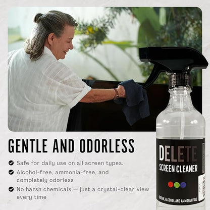 Delete Screen Cleaner Spray Kit, 2 Pack, 16oz and 2oz Bottle and 12"x12" - Image 7