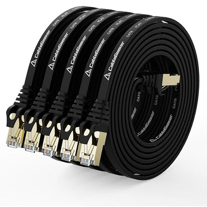 CableGeeker Cat 8 Ethernet Cable 10FT 5 Pack All-Black, 40Gbps 2000Mhz High by CableGeeker