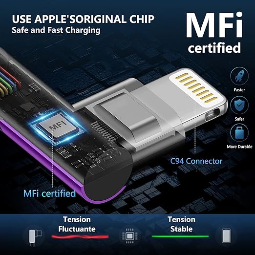 10ft iPhone Charger Cable, Long Fast Charging Cord Compatible - Image 2