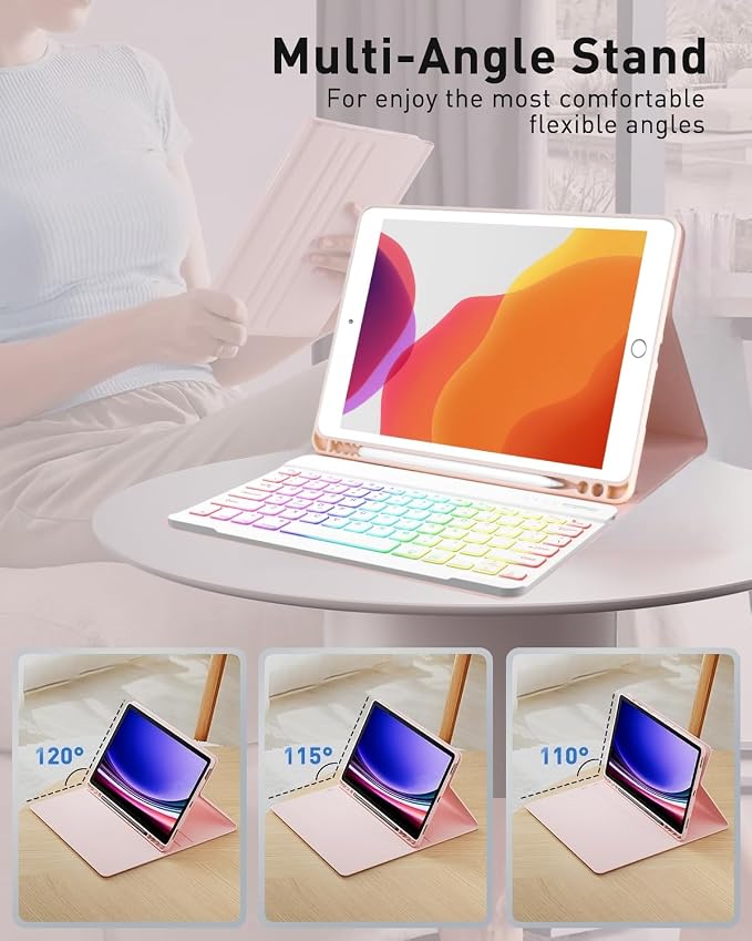 Keyboard Case for Galaxy Tab S10 Lite/ S10 FE/ S9 FE/S9/S8/S7, Slim Lightweight - Image 3