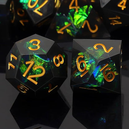 Haxtec DND Dice Set Black Sharp Edge Resin Dice - Image 2