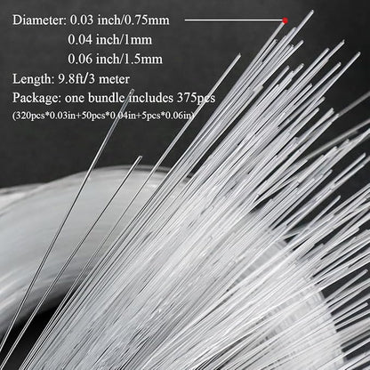 AKEPO End Glow Fiber Optic Light Cable 9.8ft/3m*375pcs*Mixed Dia., PMMA Plastic - Image 4