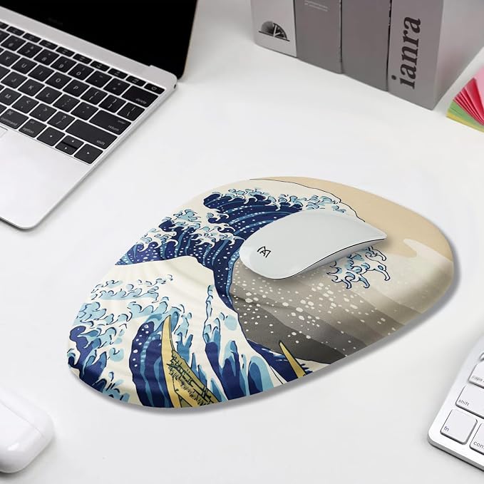 Ergonomic Mouse Pad Wrist Rest, Japanese Sea Wave Mouse Pad - Image 5