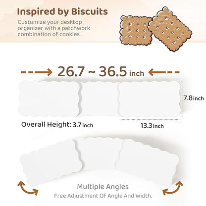 Dual Monitor Riser, Cookie-Shaped Adjustable Length & Swivel Angle, Wooden - Image 3