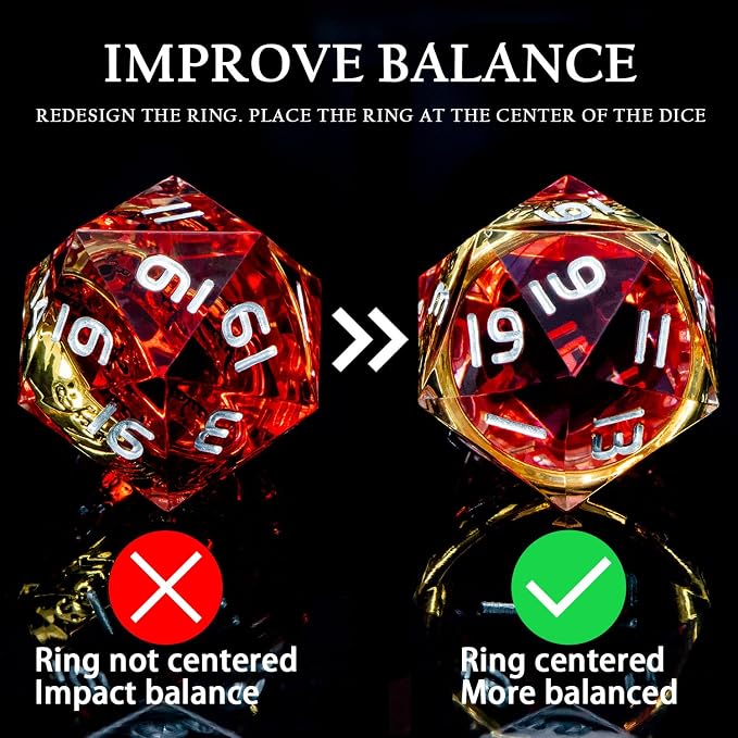 Magic Golden Ring DND Dice Set Sharp Edge Red Resin Dice - Image 6