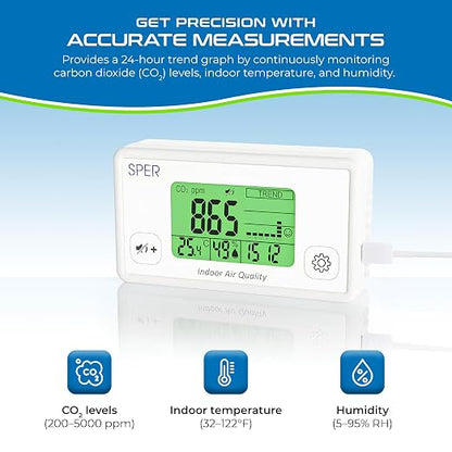Sper Scientific Digital Indoor Air Quality Meter Monitor 800052 w/NDIR CO2 - Image 3